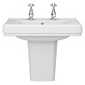 Chatsworth 580mm Square Basin with Semi Pedestal (2 Tap Hole)