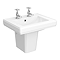Chatsworth 580mm Square Basin with Semi Pedestal (2 Tap Hole)