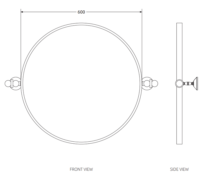 Chatsworth 600 Round Tiltable Mirror - Matt Black