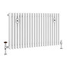 Chatsworth 600 x 1010mm Cast Iron Style 3 Column White Radiator - Chrome Wall Stay Brackets and Thermostatic Valves