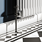 Chatsworth 600 x 1010mm Cast Iron Style 3 Column White Radiator - Matt Black Wall Stay Brackets and Thermostatic Valves