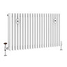 Chatsworth 600 x 1010mm Cast Iron Style 4 Column White Radiator - Chrome Wall Stay Brackets and Thermostatic Valves