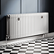 Chatsworth 600 x 1370mm Cast Iron Style 4 Column White Radiator - Chrome Wall Stay Brackets and Thermostatic Valves