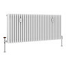 Chatsworth 600 x 1370mm Cast Iron Style 4 Column White Radiator - Chrome Wall Stay Brackets and Thermostatic Valves