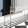 Chatsworth 600 x 1370mm Cast Iron Style 3 Column White Radiator - Brushed Brass Wall Stay Brackets and Thermostatic Valves