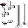 Chatsworth 600 x 1370mm Cast Iron Style 3 Column White Radiator - Chrome Wall Stay Brackets and Thermostatic Valves