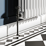 Chatsworth 600 x 1370mm Cast Iron Style 3 Column White Radiator - Matt Black Wall Stay Brackets and Thermostatic Valves