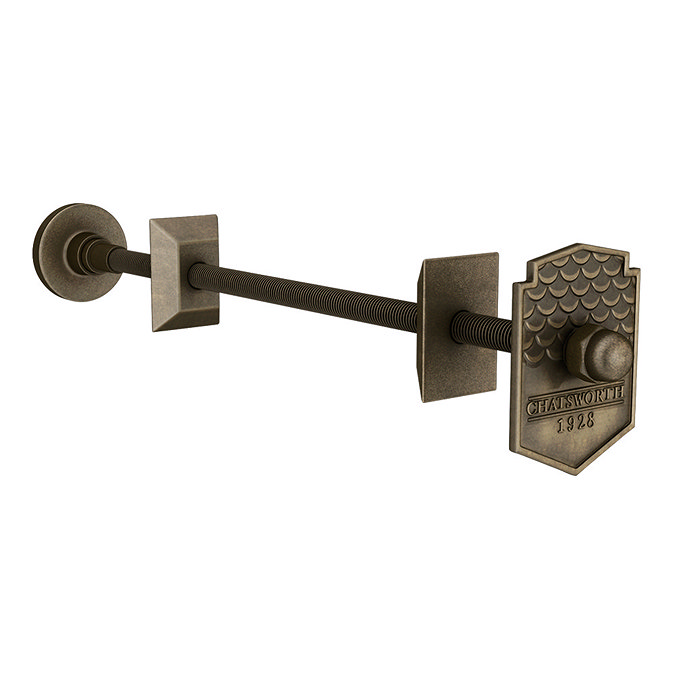 Chatsworth 600 x 1370mm Cast Iron Style 4 Column White Radiator - Rustic Brass Wall Stay Brackets and Thermostatic Valves