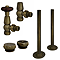 Chatsworth 600 x 605mm Cast Iron Style 4 Column White Radiator - Rustic Brass Wall Stay Bracket and Thermostatic Valves