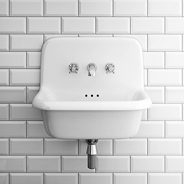 Chatsworth 600mm Roll Top Wall Hung Basin Gloss White