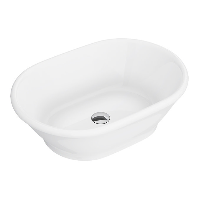 Chatsworth 610mm Grey Countertop Vanity with Beech Worktop, Oval Gloss White Basin & Chrome Handles