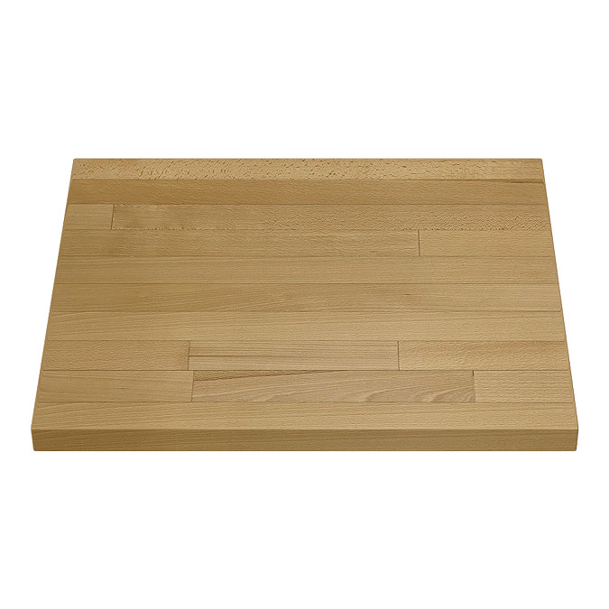 Chatsworth 610mm Grey Countertop Vanity with Beech Worktop, Rectangular Gloss White Basin & Brushed Brass Handles