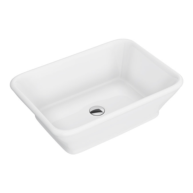 Chatsworth 610mm Grey Countertop Vanity with Beech Worktop, Rectangular Gloss White Basin & Matt Black Handles
