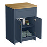 Chatsworth 610mm Traditional Blue Countertop Vanity with Beech Worktop & Antique Brass Handles
