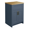 Chatsworth 610mm Traditional Blue Countertop Vanity with Beech Worktop & Antique Brass Handles