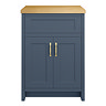 Chatsworth 610mm Traditional Blue Countertop Vanity with Beech Worktop & Brushed Brass Handles