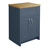 Chatsworth 610mm Traditional Blue Countertop Vanity with Beech Worktop & Brushed Brass Handles