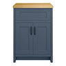 Chatsworth 610mm Traditional Blue Countertop Vanity with Beech Worktop & Matt Black Handles