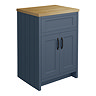 Chatsworth 610mm Traditional Blue Countertop Vanity with Beech Worktop & Matt Black Handles