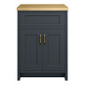 Chatsworth 610mm Traditional Graphite Countertop Vanity with Beech Worktop & Antique Brass Handles