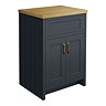 Chatsworth 610mm Traditional Graphite Countertop Vanity with Beech Worktop & Antique Brass Handles