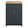 Chatsworth 610mm Traditional Graphite Countertop Vanity with Beech Worktop & Brushed Brass Handles