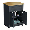 Chatsworth 610mm Traditional Graphite Countertop Vanity with Beech Worktop & Brushed Brass Handles