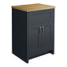 Chatsworth 610mm Traditional Graphite Countertop Vanity with Beech Worktop & Brushed Brass Handles