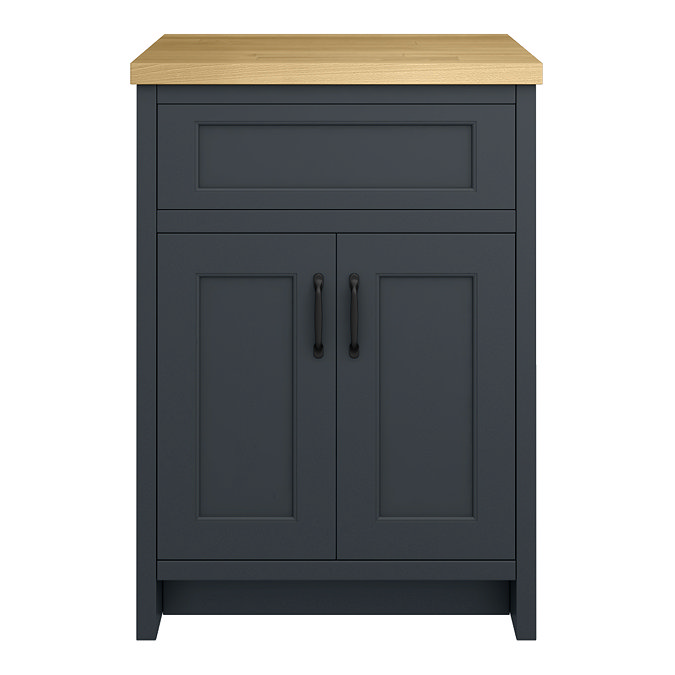 Chatsworth 610mm Traditional Graphite Countertop Vanity with Beech Worktop & Matt Black Handles