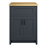 Chatsworth 610mm Traditional Graphite Countertop Vanity with Beech Worktop & Matt Black Handles
