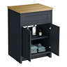 Chatsworth 610mm Traditional Graphite Countertop Vanity with Beech Worktop & Matt Black Handles
