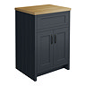 Chatsworth 610mm Traditional Graphite Countertop Vanity with Beech Worktop & Matt Black Handles