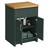Chatsworth 610mm Traditional Green Countertop Vanity with Beech Worktop & Brushed Brass Handles