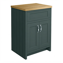 Chatsworth 610mm Traditional Green Countertop Vanity with Beech Worktop & Chrome Handles