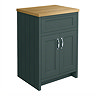 Chatsworth 610mm Traditional Green Countertop Vanity with Beech Worktop & Chrome Handles