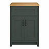 Chatsworth 610mm Traditional Green Countertop Vanity with Beech Worktop & Matt Black Handles