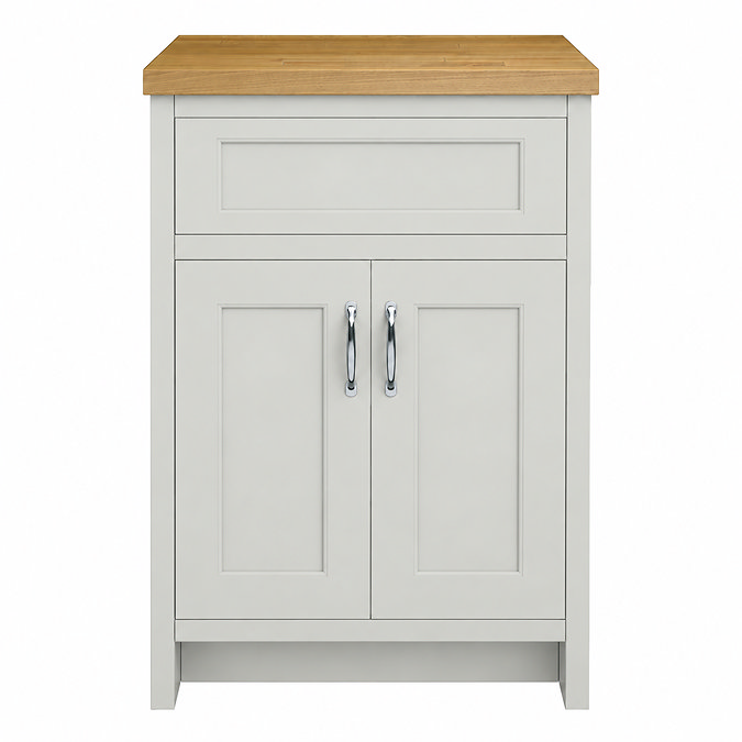 Chatsworth 610mm Traditional Grey Countertop Vanity Unit with Solid Beech Wood Worktop & Chrome Handles