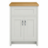 Chatsworth 610mm Traditional Grey Countertop Vanity Unit with Solid Beech Wood Worktop & Chrome Handles
