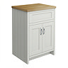 Chatsworth 610mm Traditional Grey Countertop Vanity Unit with Solid Beech Wood Worktop & Chrome Handles