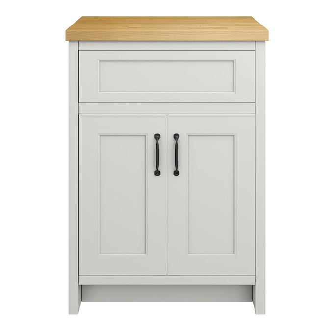 Chatsworth 610mm Traditional Grey Countertop Vanity with Beech Worktop & Matt Black Handles