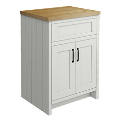 Chatsworth 610mm Traditional Grey Countertop Vanity with Beech Worktop & Matt Black Handles
