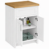 Chatsworth 610mm Traditional White Countertop Vanity Unit with Solid Beech Wood Worktop & Chrome Handles