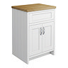 Chatsworth 610mm Traditional White Countertop Vanity Unit with Solid Beech Wood Worktop & Chrome Handles