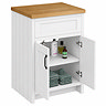 Chatsworth 610mm Traditional White Countertop Vanity Unit with Solid Beech Wood Worktop & Matt Black Handles