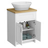 Chatsworth 610mm White Countertop Vanity with Beech Worktop, Oval Gloss White Basin & Chrome Handles