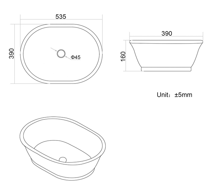 Chatsworth 610mm Grey Countertop Vanity with Beech Worktop, Oval Gloss White Basin & Brushed Brass Handles