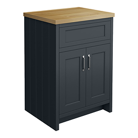 Chatsworth 610mm Traditional Graphite Countertop Vanity with Beech Worktop & Chrome Handles