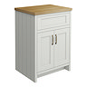 Chatsworth 610mm Traditional Grey Countertop Vanity with Beech Worktop & Antique Brass Handles