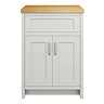 Chatsworth 610mm Traditional Grey Countertop Vanity with Beech Worktop & Brushed Brass Handles