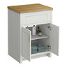 Chatsworth 610mm Traditional Grey Countertop Vanity with Beech Worktop & Brushed Brass Handles